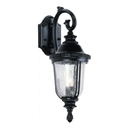 One Light Black Copper Clear Crackled Finish Glass Wall Lantern